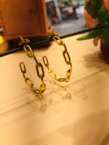 Gold Lock Hoop Earrings